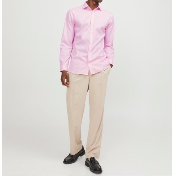 2/60$ Men’s JACK&JONES pink slim fit buttoned PARKER SHIRT size Large NWT - Picture 1 of 14